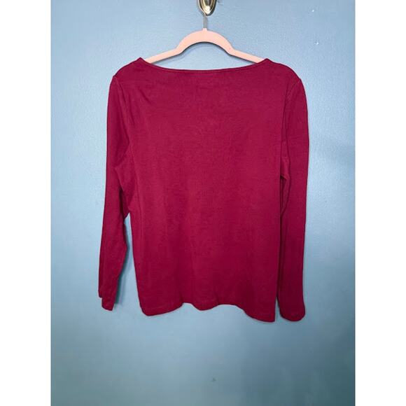 Karen Scott Shirt Women's Size Large Embellished Collar Keyhole Front Lagenlook - Picture 2 of 7